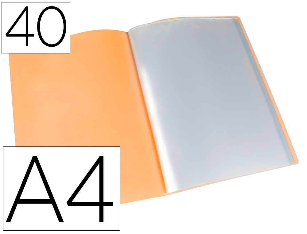 Carpeta con 40 fundas Liderpapel A4 polipropileno naranja flúor